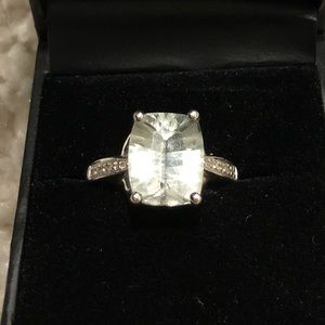 14k wht gld w/ Lt Grn Qrtz w/Diamonds